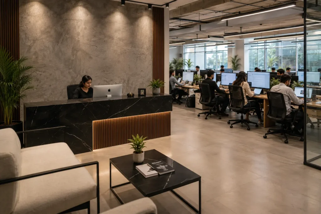 Modern office of the best digital marketing agency in Tricity with branding, SEO, and performance marketing team